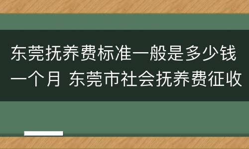 东莞抚养费标准一般是多少钱一个月 东莞市社会抚养费征收标准是多少
