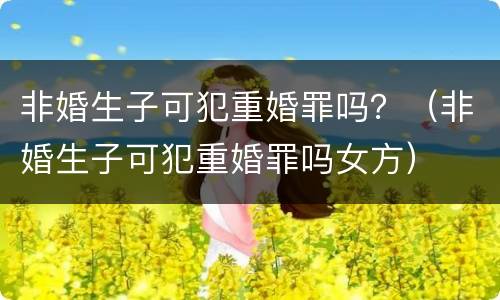 非婚生子可犯重婚罪吗？（非婚生子可犯重婚罪吗女方）