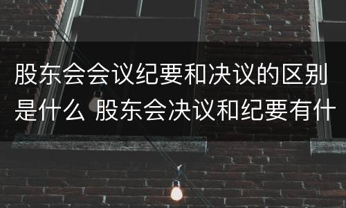 股东会会议纪要和决议的区别是什么 股东会决议和纪要有什么区别