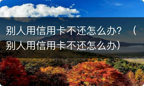 别人用信用卡不还怎么办？（别人用信用卡不还怎么办）