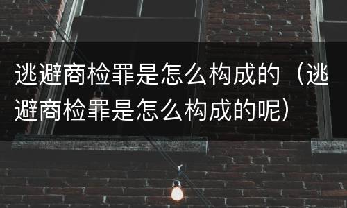 逃避商检罪是怎么构成的（逃避商检罪是怎么构成的呢）