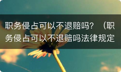 职务侵占可以不退赔吗？（职务侵占可以不退赔吗法律规定）