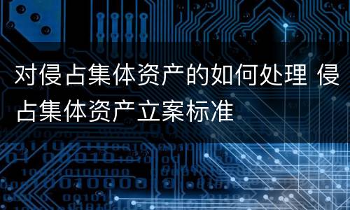 对侵占集体资产的如何处理 侵占集体资产立案标准