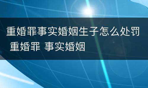 重婚罪事实婚姻生子怎么处罚 重婚罪 事实婚姻