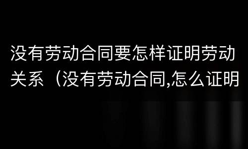 没有劳动合同要怎样证明劳动关系（没有劳动合同,怎么证明劳动关系）