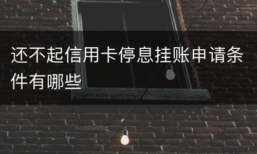 还不起信用卡停息挂账申请条件有哪些