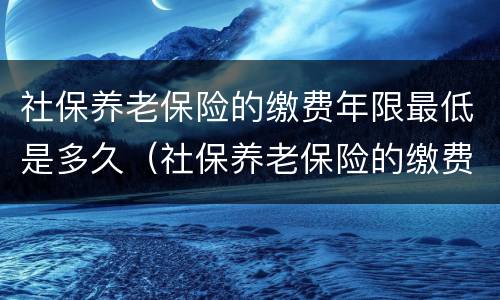 社保养老保险的缴费年限最低是多久（社保养老保险的缴费年限最低是多久的）