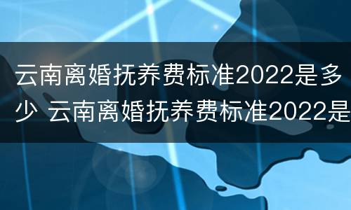 云南离婚抚养费标准2022是多少 云南离婚抚养费标准2022是多少岁