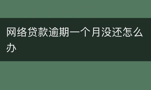 网络贷款逾期一个月没还怎么办