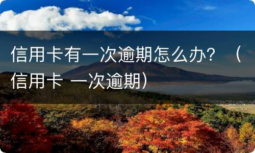 信用卡有一次逾期怎么办？（信用卡 一次逾期）