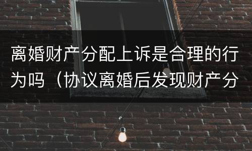 离婚财产分配上诉是合理的行为吗（协议离婚后发现财产分配不合理可以诉讼么）