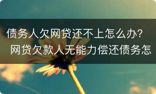 债务人欠网贷还不上怎么办？ 网贷欠款人无能力偿还债务怎么办