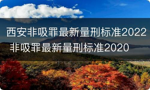 西安非吸罪最新量刑标准2022 非吸罪最新量刑标准2020
