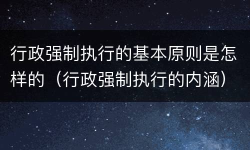 行政强制执行的基本原则是怎样的（行政强制执行的内涵）