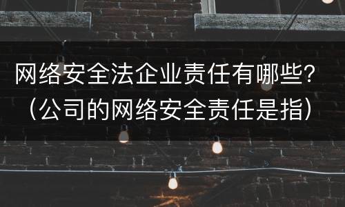 网络安全法企业责任有哪些？（公司的网络安全责任是指）