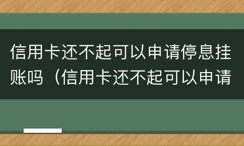 信用卡还不起可以申请停息挂账吗（信用卡还不起可以申请停息挂账吗怎么办）