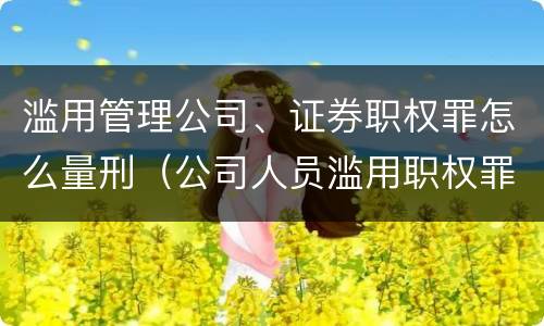 滥用管理公司、证券职权罪怎么量刑（公司人员滥用职权罪立案标准）