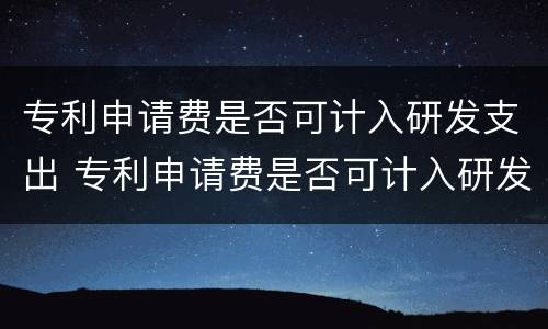专利申请费是否可计入研发支出 专利申请费是否可计入研发支出里