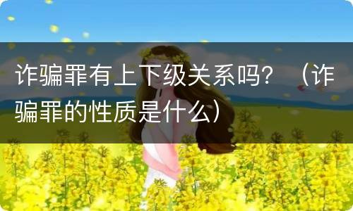 诈骗罪有上下级关系吗？（诈骗罪的性质是什么）