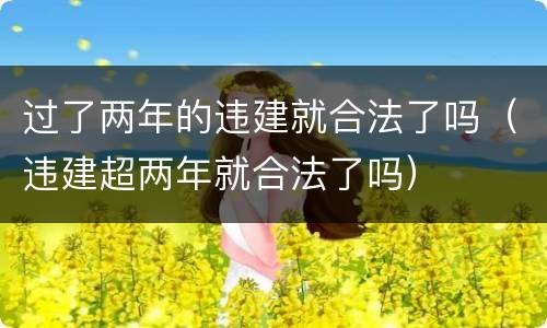 过了两年的违建就合法了吗（违建超两年就合法了吗）