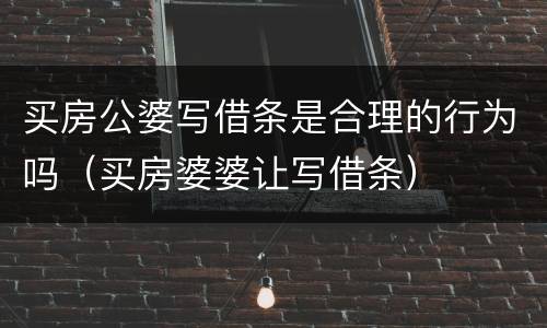 买房公婆写借条是合理的行为吗（买房婆婆让写借条）