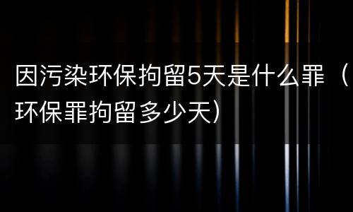 因污染环保拘留5天是什么罪（环保罪拘留多少天）
