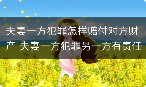 夫妻一方犯罪怎样赔付对方财产 夫妻一方犯罪另一方有责任吗