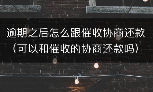 逾期之后怎么跟催收协商还款（可以和催收的协商还款吗）