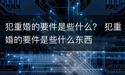 犯重婚的要件是些什么？ 犯重婚的要件是些什么东西