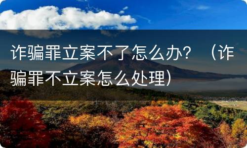 诈骗罪立案不了怎么办？（诈骗罪不立案怎么处理）