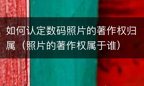 如何认定数码照片的著作权归属（照片的著作权属于谁）