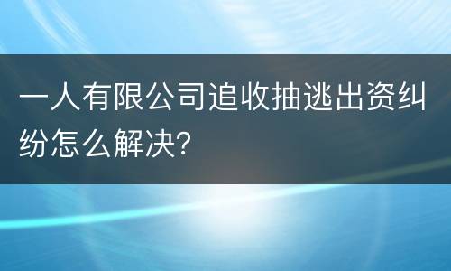 一人有限公司追收抽逃出资纠纷怎么解决？