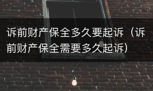 诉前财产保全多久要起诉（诉前财产保全需要多久起诉）