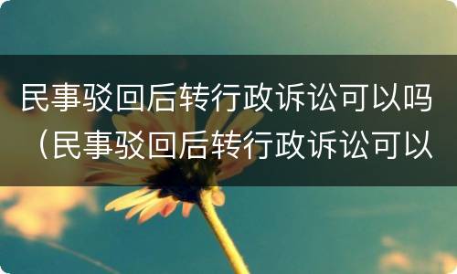 民事驳回后转行政诉讼可以吗（民事驳回后转行政诉讼可以吗怎么办）