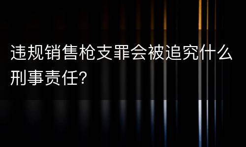 违规销售枪支罪会被追究什么刑事责任？