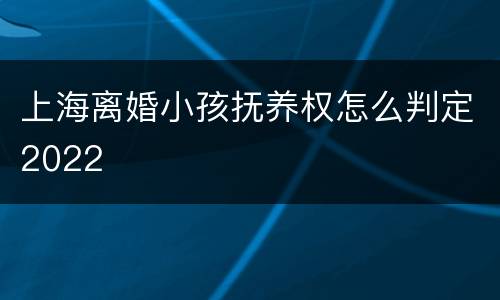 上海离婚小孩抚养权怎么判定2022