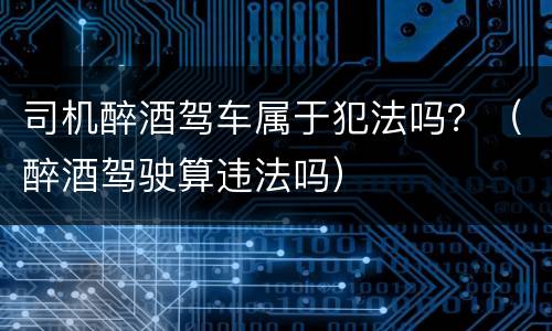 司机醉酒驾车属于犯法吗？（醉酒驾驶算违法吗）