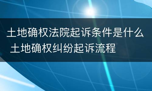土地确权法院起诉条件是什么 土地确权纠纷起诉流程