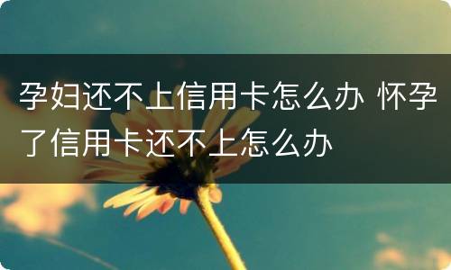 孕妇还不上信用卡怎么办 怀孕了信用卡还不上怎么办