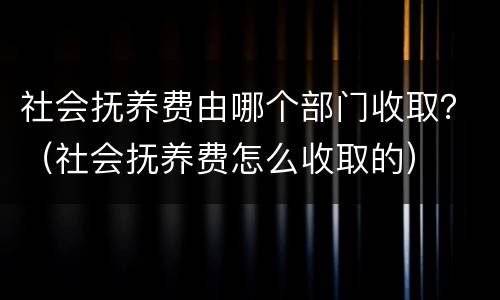 社会抚养费由哪个部门收取？（社会抚养费怎么收取的）
