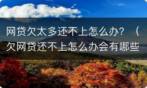 网贷欠太多还不上怎么办？（欠网贷还不上怎么办会有哪些后果）