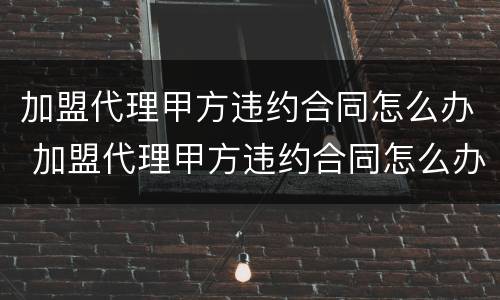 加盟代理甲方违约合同怎么办 加盟代理甲方违约合同怎么办手续