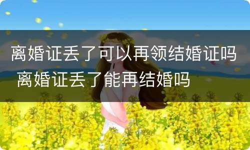 离婚证丢了可以再领结婚证吗 离婚证丢了能再结婚吗