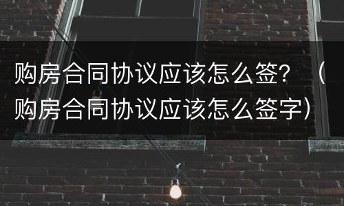 购房合同协议应该怎么签？（购房合同协议应该怎么签字）