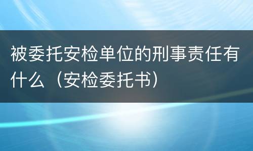 被委托安检单位的刑事责任有什么（安检委托书）