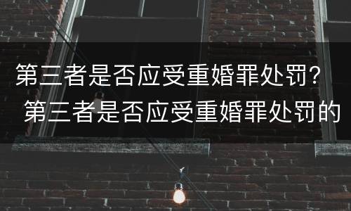 第三者是否应受重婚罪处罚？ 第三者是否应受重婚罪处罚的情形