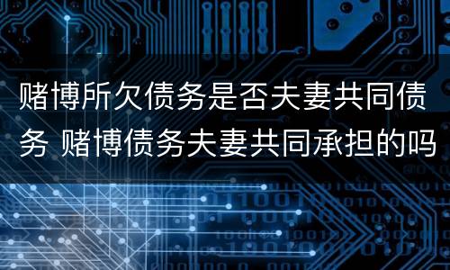 赌博所欠债务是否夫妻共同债务 赌博债务夫妻共同承担的吗