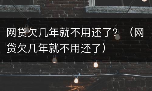 网贷欠几年就不用还了？（网贷欠几年就不用还了）