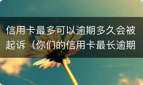 信用卡最多可以逾期多久会被起诉（你们的信用卡最长逾期过多久）