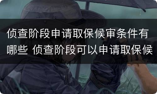 侦查阶段申请取保候审条件有哪些 侦查阶段可以申请取保候审吗